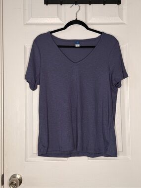 Old Navy Ribbed V-Neck Short Sleeve Top - Slate Blue